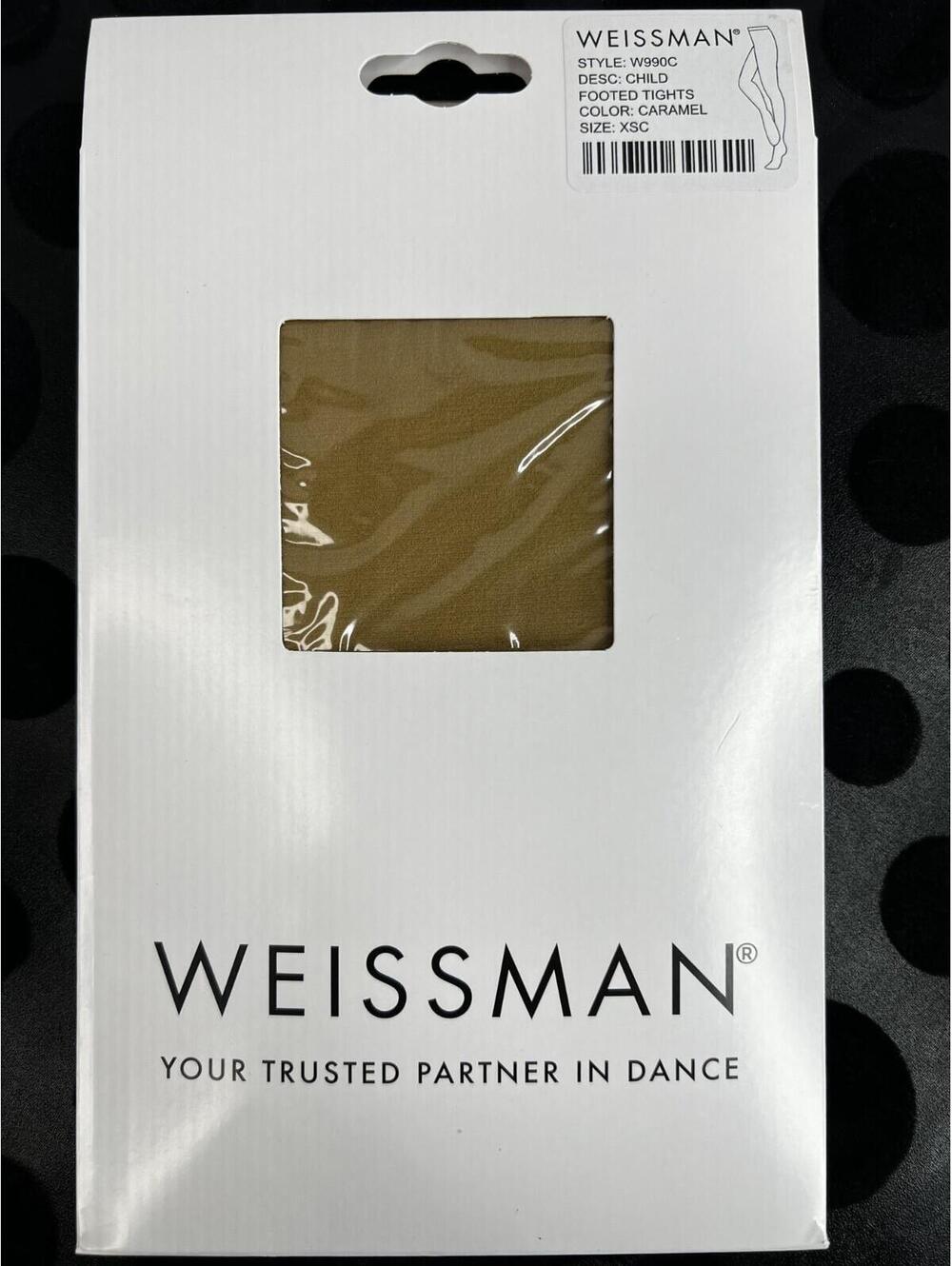 NWT Weissman W990C Child Footed Dance Tights Caramel XSC Extra Small Child NIP